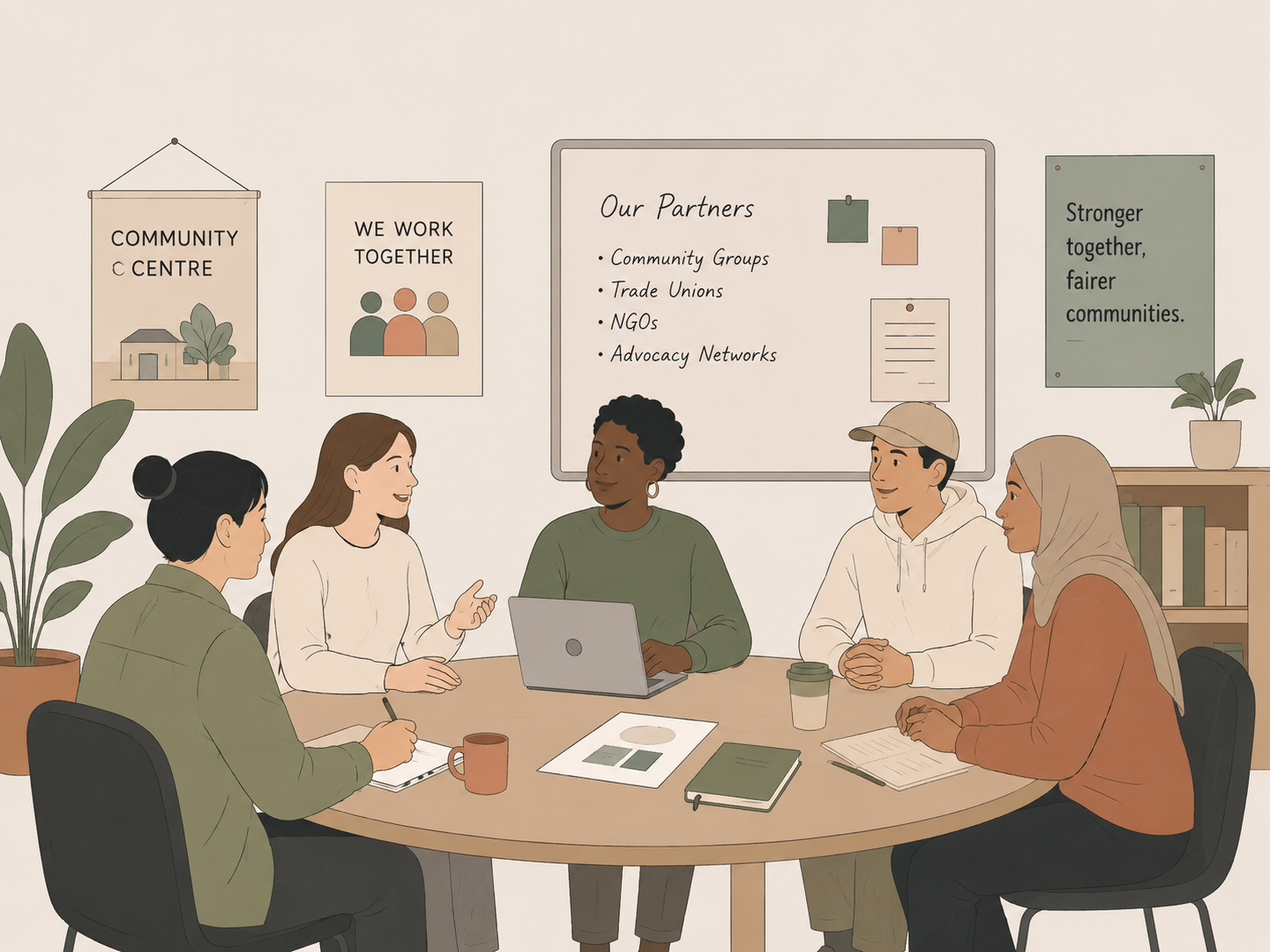 Community partnership meeting with workers and organisations